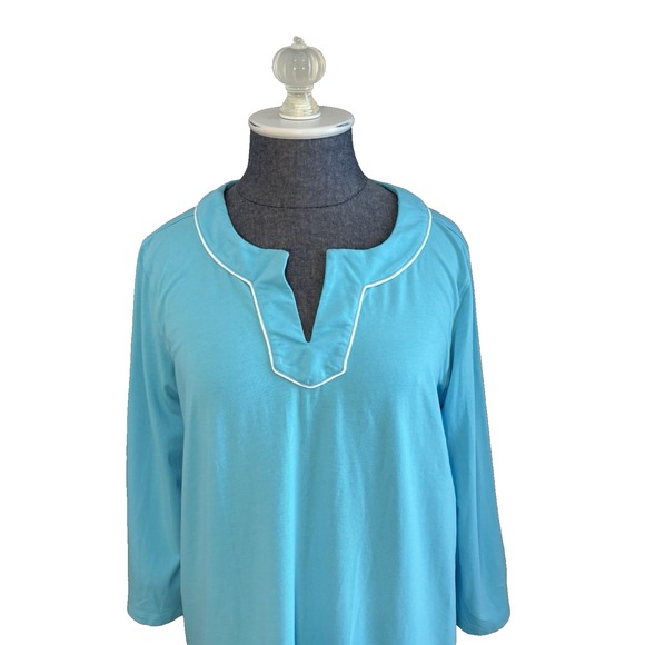 Coolibar Oceanview Tunic Sheath Dress UPF 50 Womens M Aqua Blue Beach Swim Cover - Picture 2 of 8